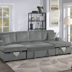 Corduroy Sectional Sleeper With Storage 