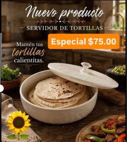 Especial $75.00 Tortillero Elegante Mantiene Tortillas Calientes Linea Wildflower Cerámica Princess House Ventas Finales
