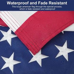 new 3X5 Ft American Flag for Outside, 210D Polyester American Flag for High Wind Outdoor, Fade Resistant and Waterproof Tear Proof, USA Flag with Embr