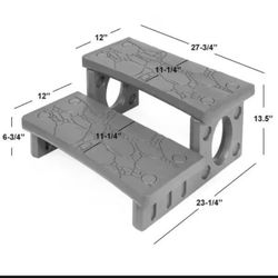 XtremepowerUS 75161-V 2 Multi Purpose Spa Hot Tub Pool RV Campers Deck Lightweight Sided Step (Gray), Large 75261xp