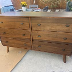 New Mid Century Dresser.  Solid Wood / Dark Walnut Finish.  62”x17”x36”H.  Free Delivery!