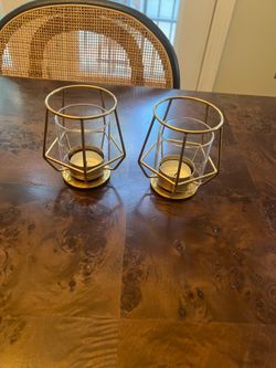 Set of 2 Gold Candle Holders