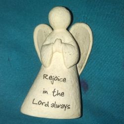 Roman Inc. Angel  Figurine 'Rejoice In The Lord Always' Christian Decoration 3”