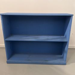 Solid Wood Blue Bookcase Sturdy
