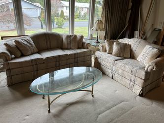 Glass and Brass Coffee Table