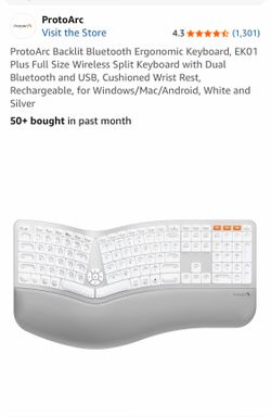ProtoArc LED Backlit  Ergonomic Keyboard