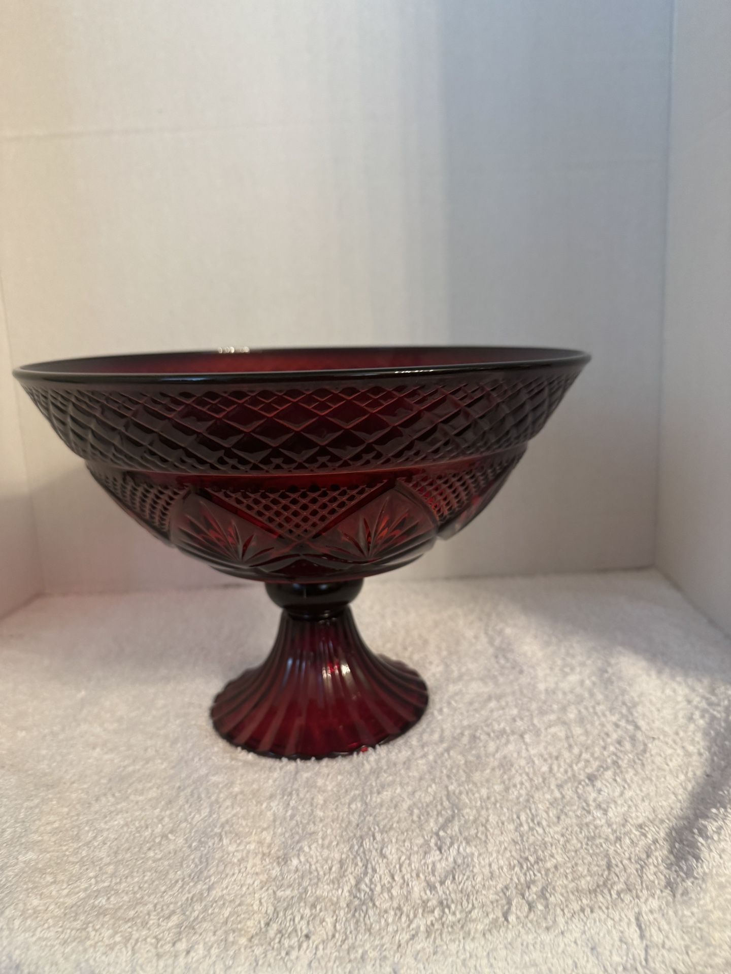 Vintage Cranberry Pedestal Bowl