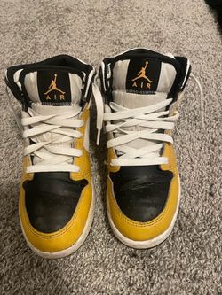 Air Jordan 1 Mid Yellow Black White Sneakers