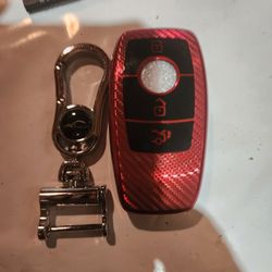 Soft red carbon fiber key fob cover for Mercedes-Benz 19-21 a class,c class,g cl