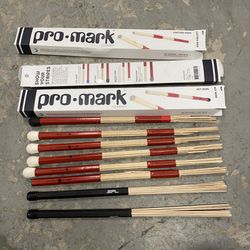 Pro-Mark 16” Wood Birch Classic Lightning Rods (2 pairs) and Classic Hot Rods (1 pair), and SPL (1 pair) Percussion Drumsticks  Good pre-owned conditi