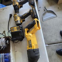 Dewalt 20v A Drill , 1/4 Impact Driver And Reciprocant Saw 