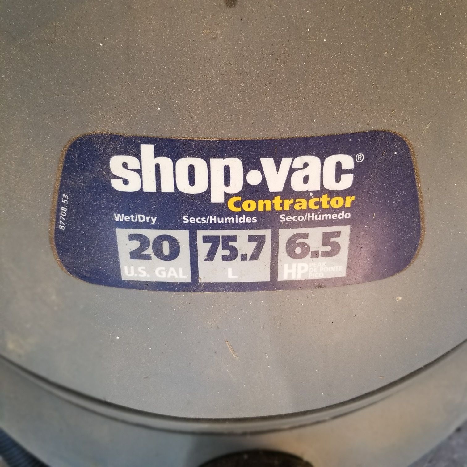 Shop Vac Contractor 20GAL, 6.5HP