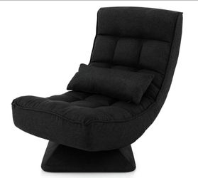 Black Fabric Swivel Floor Gaming Chair