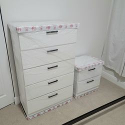 NEW CHEST AND ONE NIGHT STAND -- ASSEMBLED 