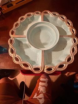 Ceramic Divided Serving Tray with Dip Bowl