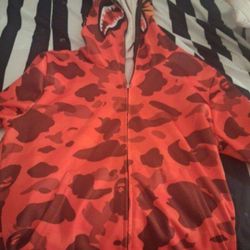 Red And Black Bape Hoodie Size Small