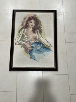 Hand Embroidered Wall Art Of Beautiful Woman