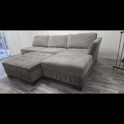 Sectional Sofa Couch with Chaise & Storage Ottoman