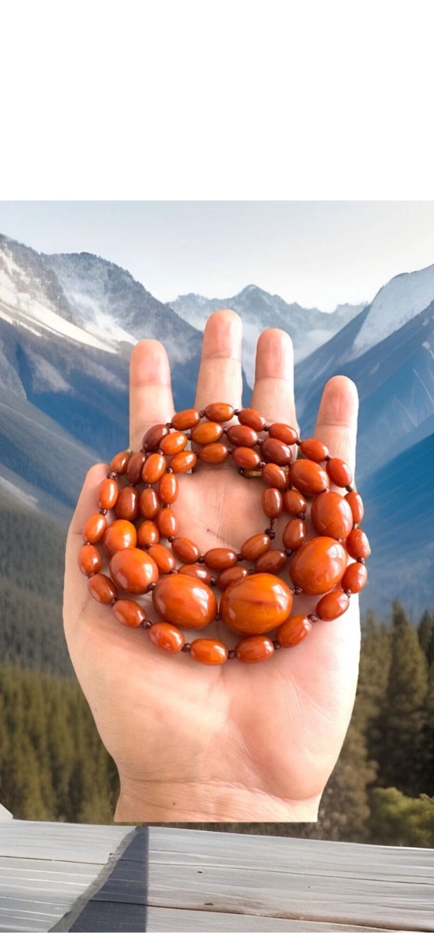 Vintage & Stunning Graduated,Knotted Butterscotch Amber Bakelite Necklace 29”inch & 47grams