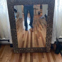 Rustic Pressed Metal Framed Mirror 45”x32”