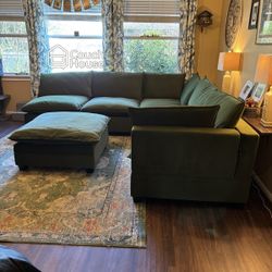 Olive Green 6 Piece Modular Cloud Sectional Couch Delivery Available 🚚