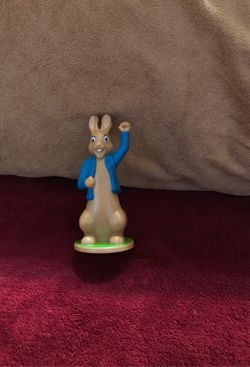 Peter Rabbit Plastic Figure On A Round Base, 4 1/2 Inches Tall, 2018 McDonalds