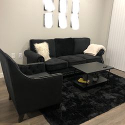 Black Velvet Couch & Chair