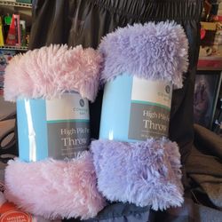 (NEW) HIGH PILE FUR THROW. WARM, SOFT,  CUDDLY THROW. Choice