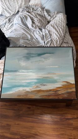 Large Framed Coastal Canvas Wall Art – $15