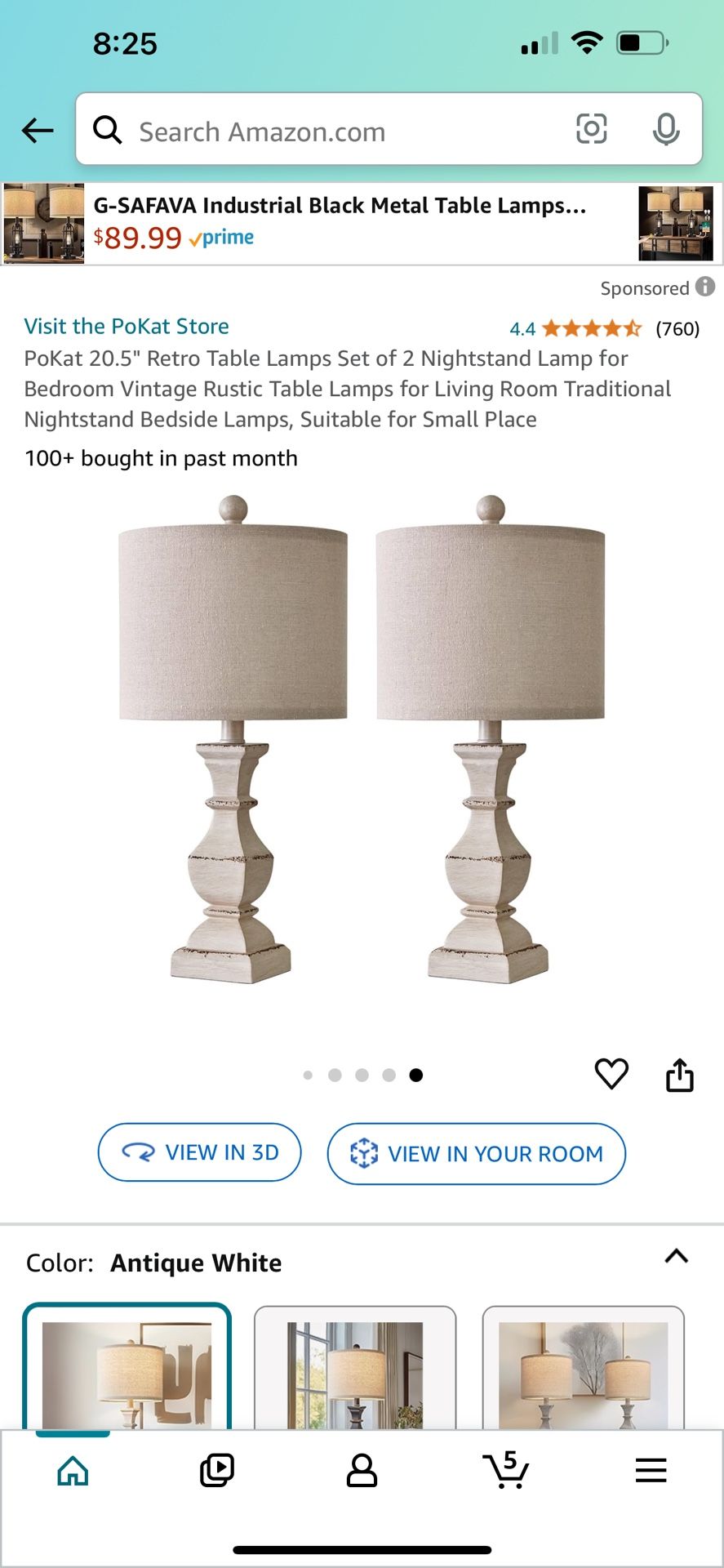 PoKat 20.5" Retro Table Lamps Set of 2 Nightstand Lamp