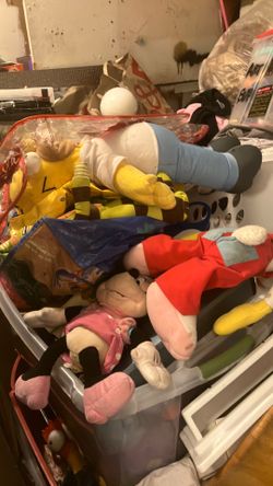 Bin full of plushies