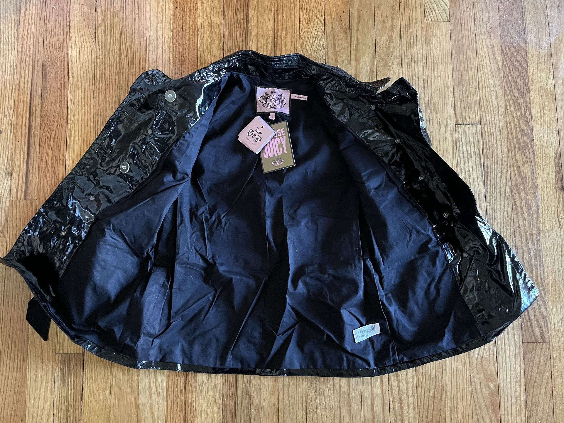 Juicy Couture Vinyl Double Breasted Raincoat NWOT SZ S