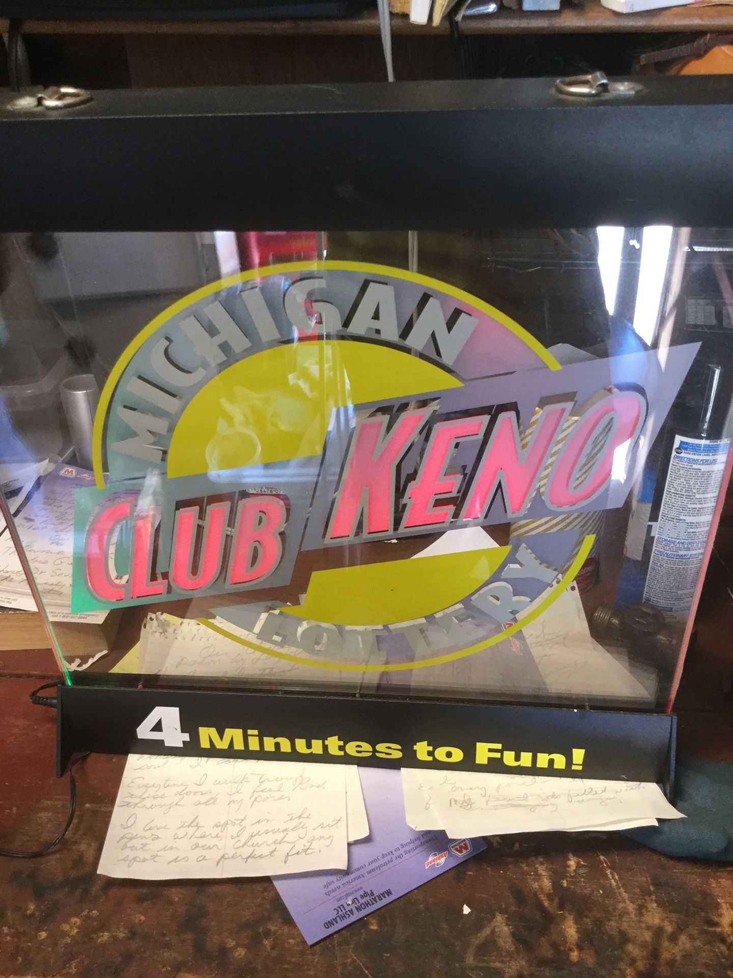 Club keno Michigan lottery light-up sign