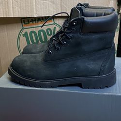 Timberland Size 6.5 Classic 6” Premium Black Nubuck Boots Youth Junior 12907