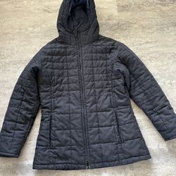 Columbia Women’s XL Quilted Hooded Jacket Suede Feel Black