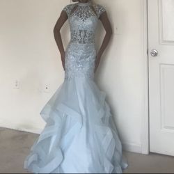 High Neck Cut Out Mermaid Prom Dress 