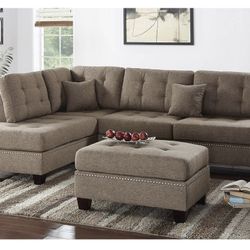 Brown Sectional Sofa With Ottoman 