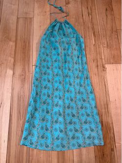 GAP teal silk halter mini dress size 1