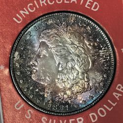 1881-S Uncirculated Silver Morgan Dollar Coin / Blazing Natural Tone