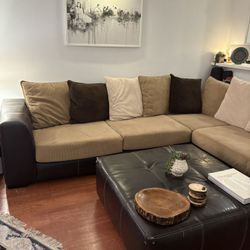 Spacious Modern L-Shaped Sectional with Matching Ottoman – Pickup Only