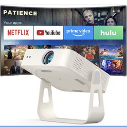 Officially-Licensed App & Auto Focus]White Smart Mini Projector with WiFi and Bluetooth, XuanPad 4K Support Movie Projector, Portable Native 1080P Out