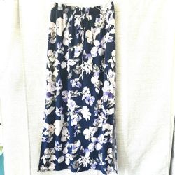 WHBM Floral Navy and Purple Women's Skirt Size S
