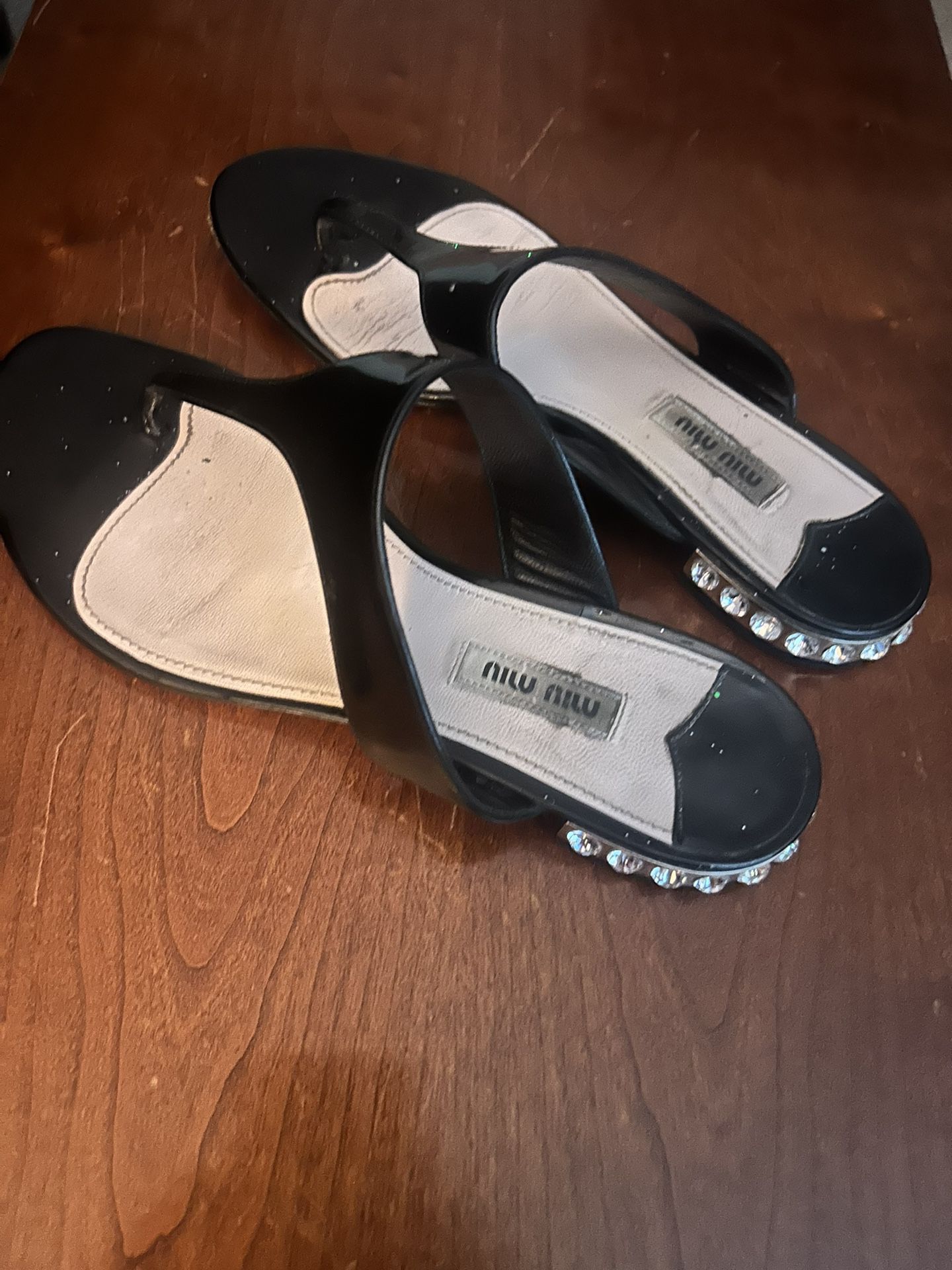 Miu Miu crystal black sandals Size 7