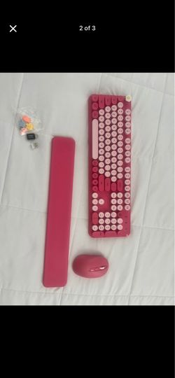 Wireless Pink Keyboard + Mouse + Wrist rest