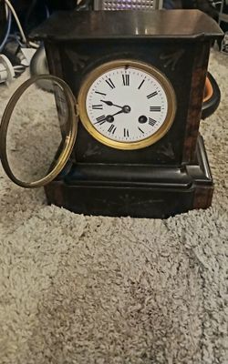 Antique Black Slate Mantel Clock