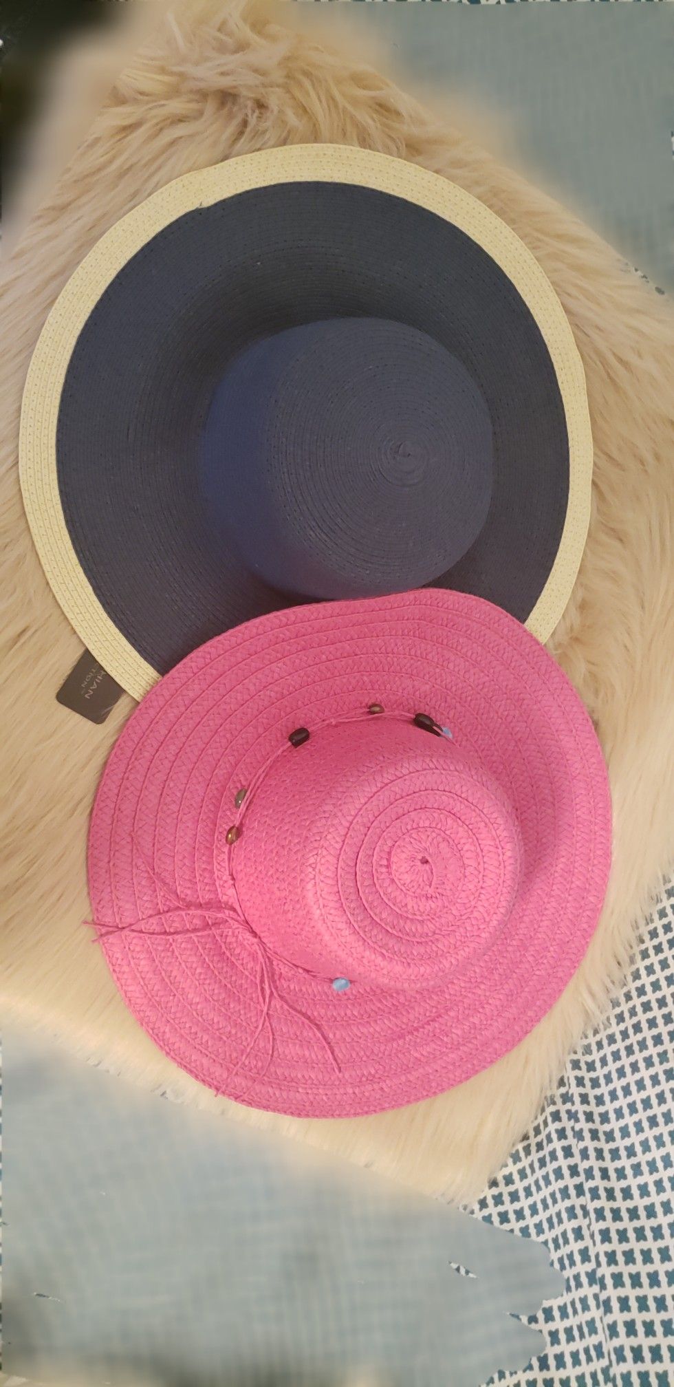 Kardashian kollection navy blue & regular pink floppy hats