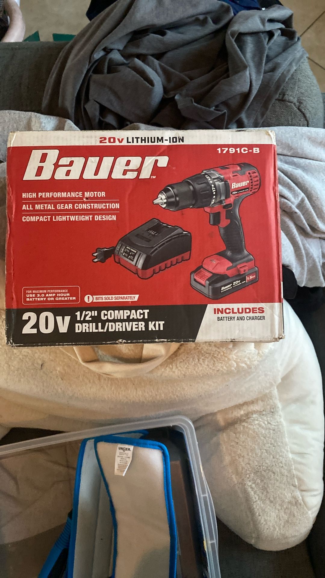 Bauer 20v 1/2” Drill/ Driver Kit With Battery And Charger