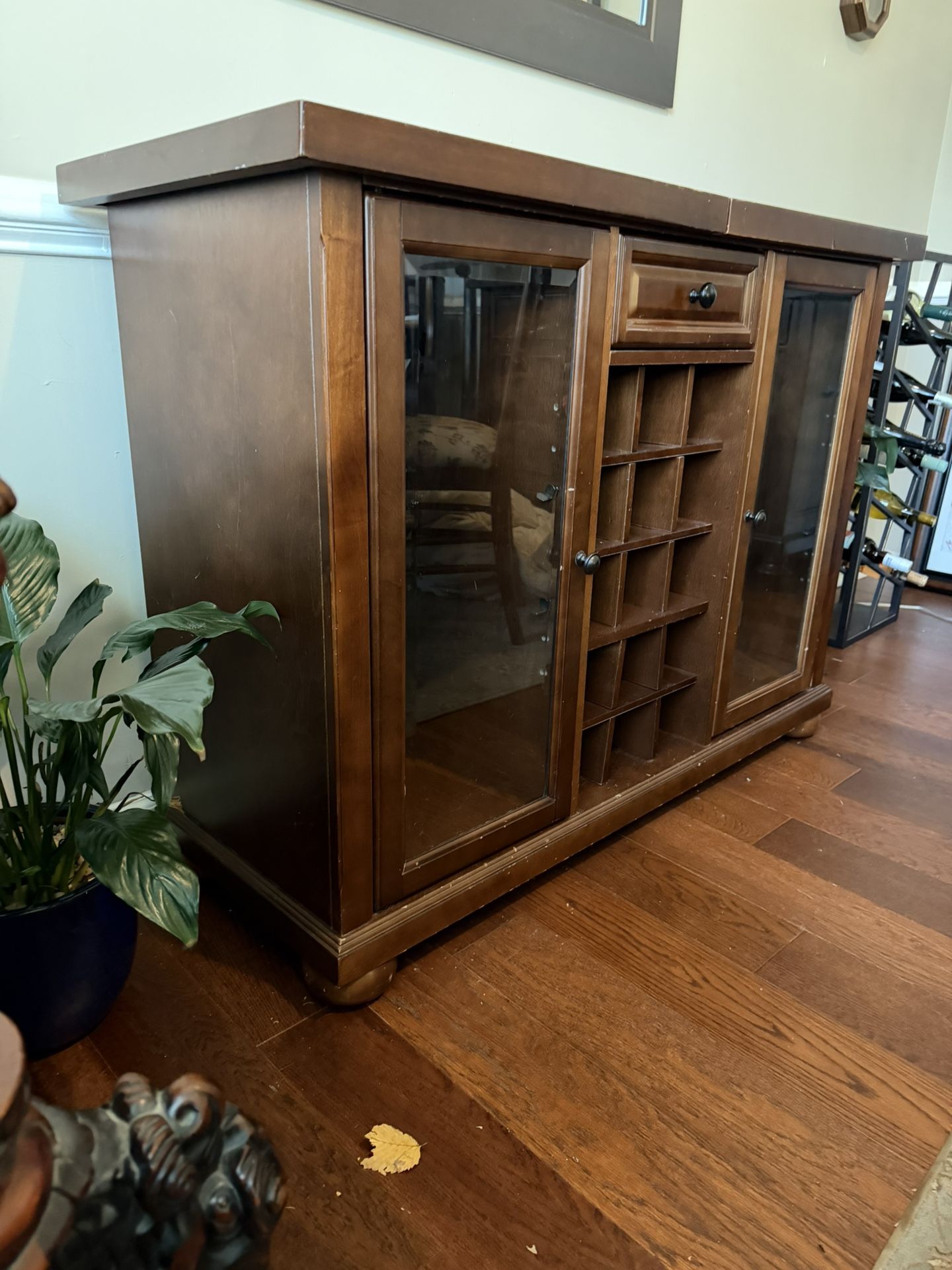 Wood Wine & Bar Cabinet with Glass Doors – Excellent Storage