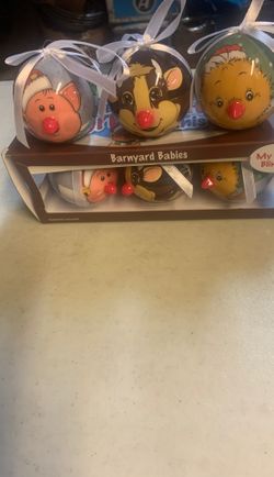Blinking Mini Barnyard Christmas Ornaments 3 Pack And Comes With 3 Batteries