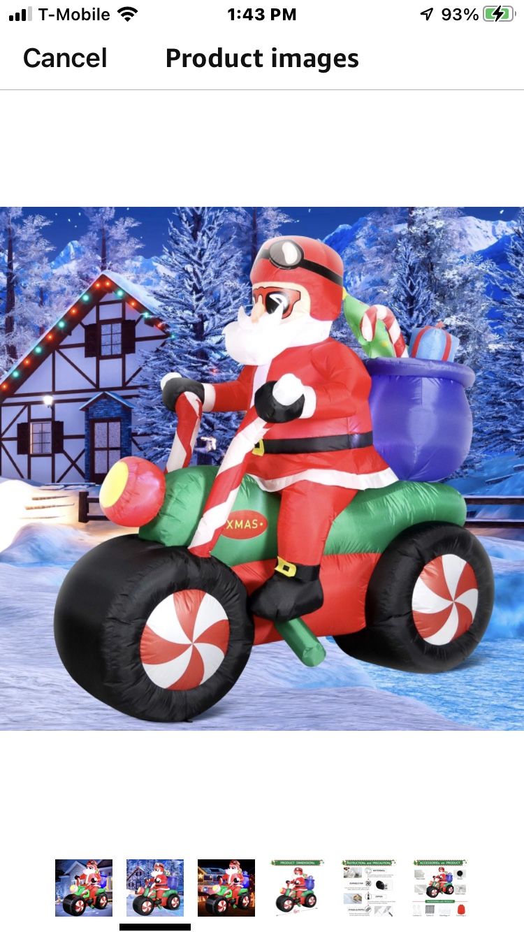 DomKom 6FT Christmas Inflatables Santa Claus Ride Motorcycle Blow up Giant Yard Decoration, Outdoor Built-in LED Lights Party Lawn Holiday Winter Deco